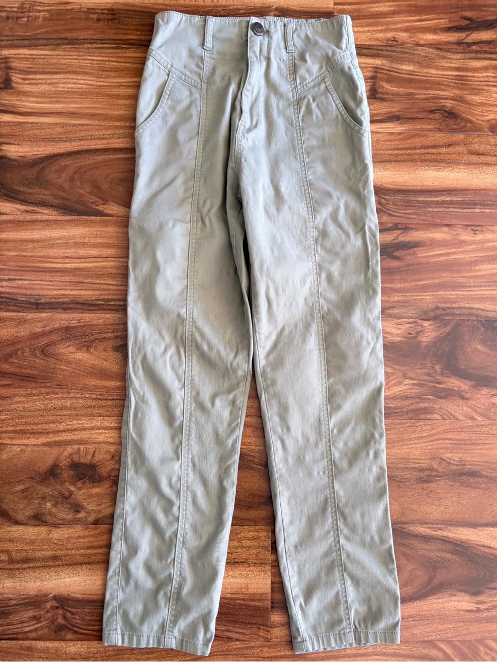Lucy & Yak "Camden" Trousers Pants Sage Green Organic Cotton Twill Size 24 XS